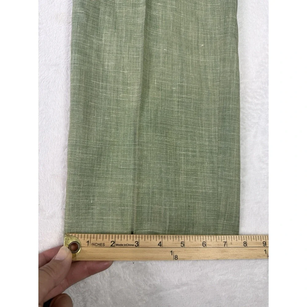 6 East Dress Pants Size 34 Green Modern Fit Wool Silk Linen Made in Italy RARE